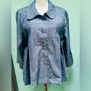 Larry Levine navy/gray Polka Dot Blouse